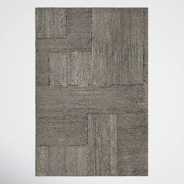 Peeta Geometric Hand-Tufted Wool Black/Ivory Area Rug