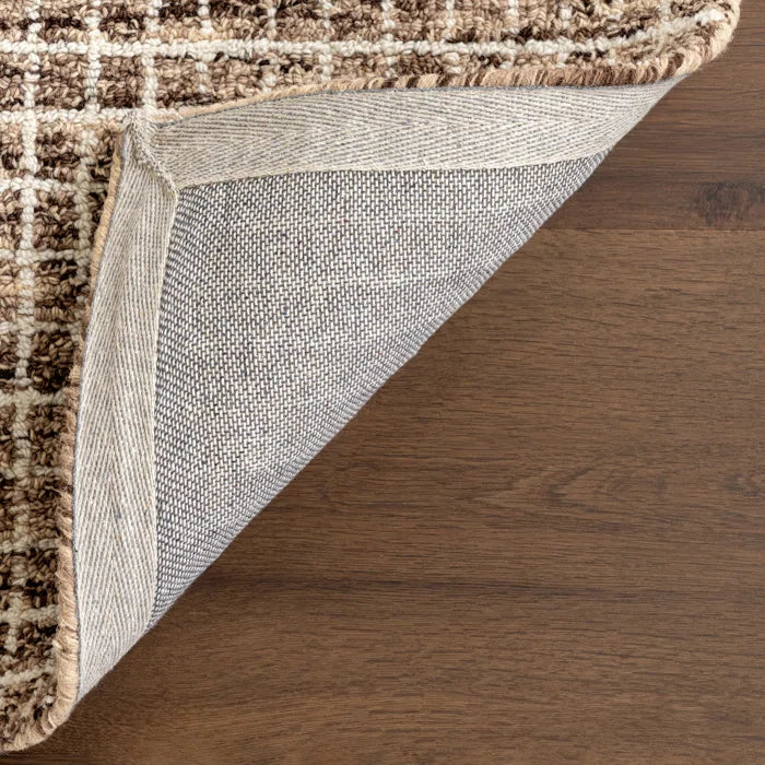 Katasha Checked Wool Brown Area Rug