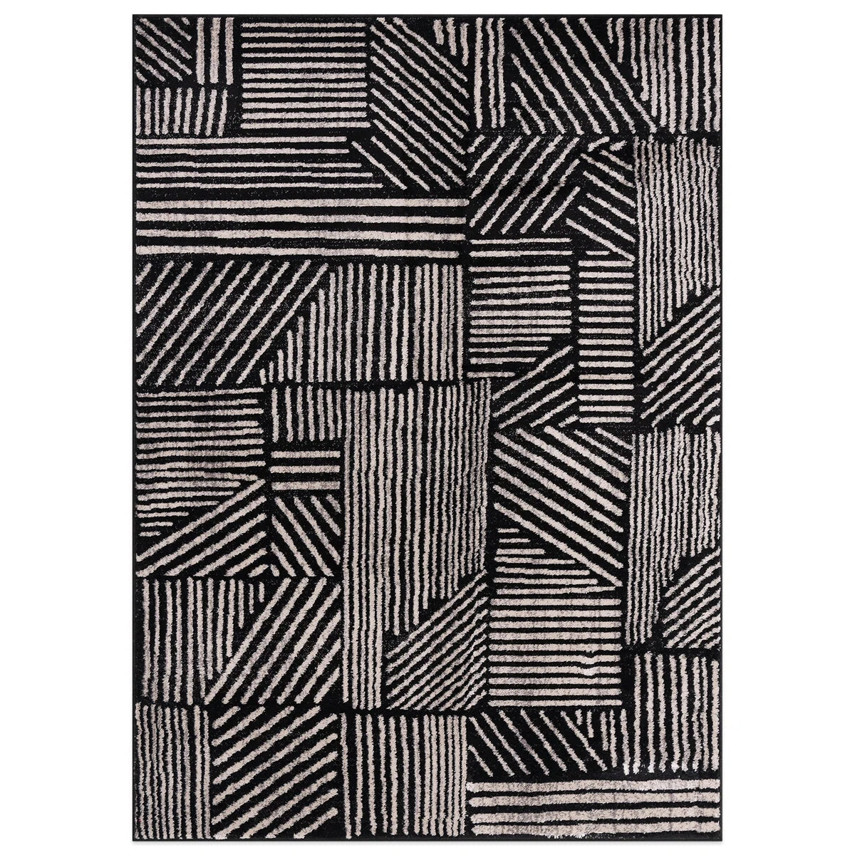 Rambo Geometric Black/Ivory Area Rug