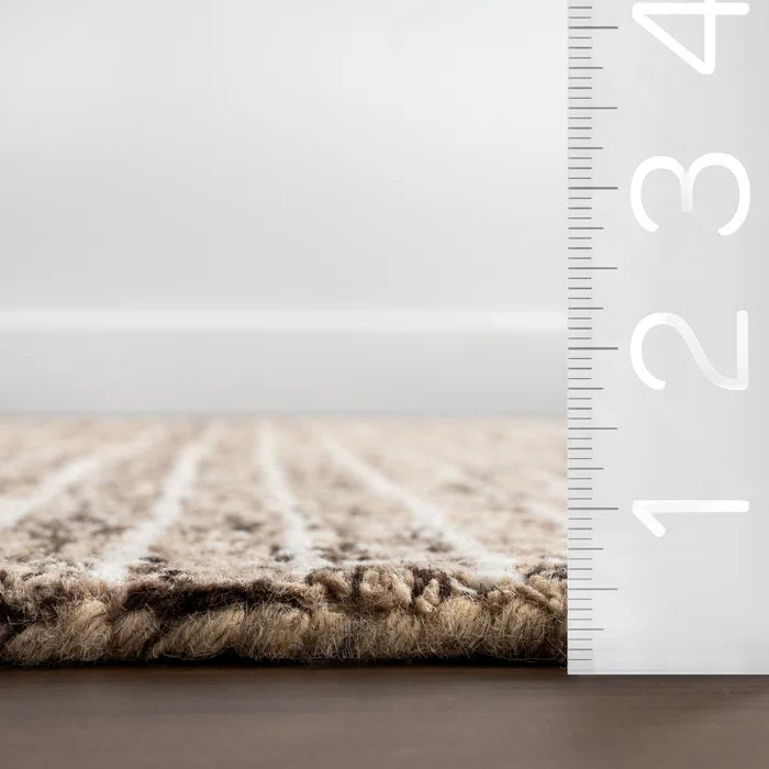 Katasha Checked Wool Brown Area Rug