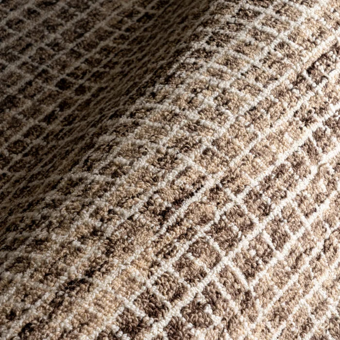 Katasha Checked Wool Brown Area Rug