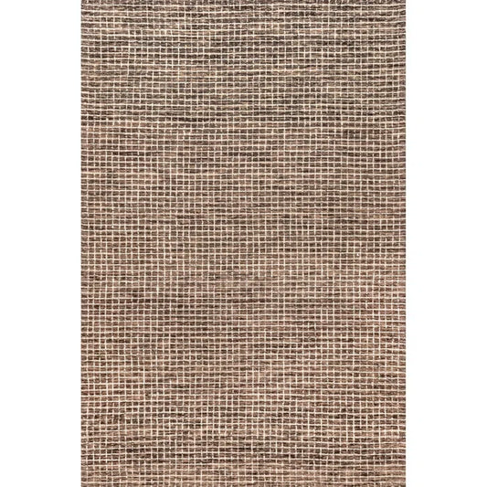 Katasha Checked Wool Brown Area Rug